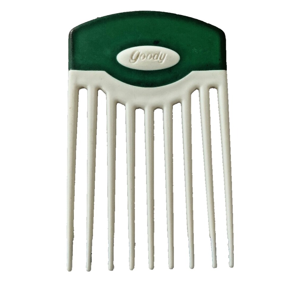 Vintage GOODY Hair Pick Lift Non-Slip Handle Green & White 1990s